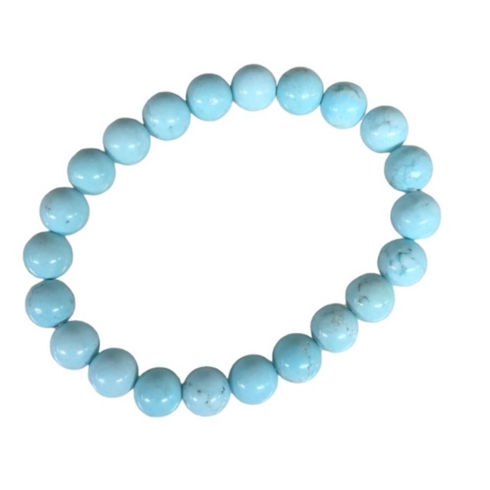 UNBRANDED Light Blue TURQUOISE Sky Blue Color MAGNESITE Stretch BEADED Bracelet